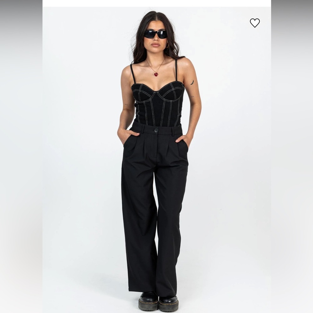 Princess Polly Black Wide-Leg Archer Pants